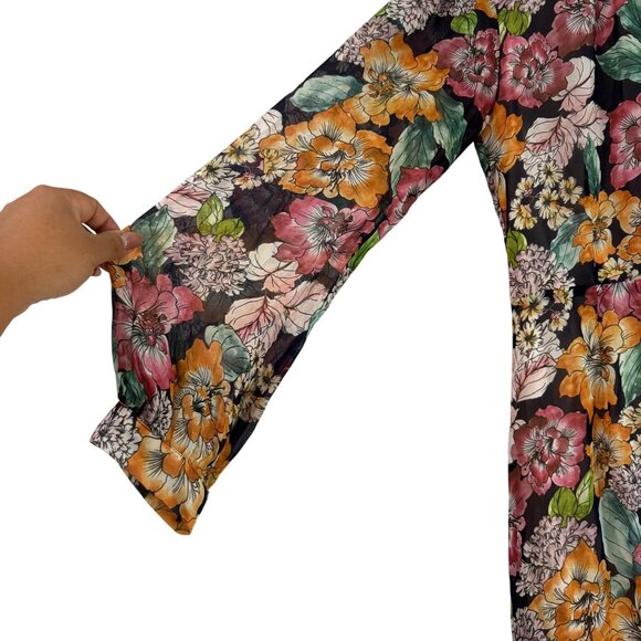 Rachel Pally Birdie Floral High Neck Open Back Asymmetric Midi Dress Womens XS - Picture 4 of 8